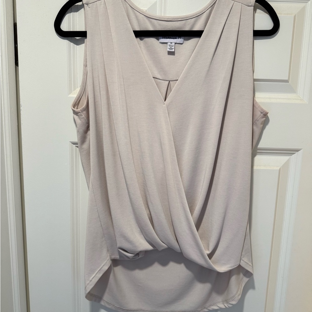 Veronica M, THE EVERYDAY CUPRO SURPLICE TANK - VANILLA